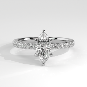 Marquise diamond pavé engagement ring with six-prong solitaire setting