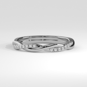 Twisted band with pavé-set diamond accents in white and rose tone