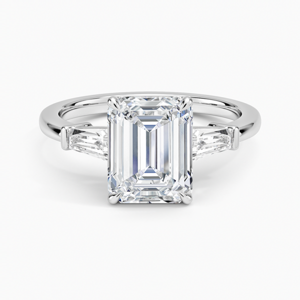 2 CT Emerald-Cut Diamond Ring with Tapered Baguette Accents.