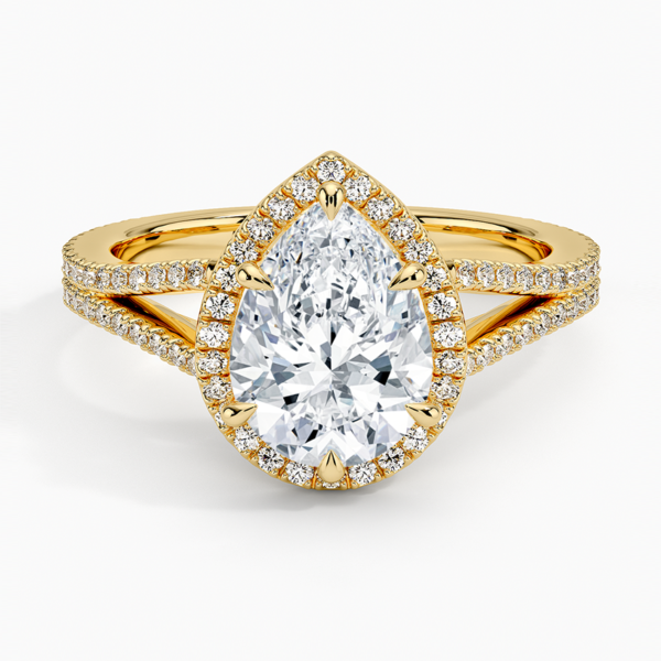 2 carat Halo Pear cut Diamond Ring