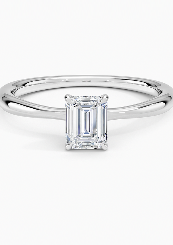 0.50 CT ,14K Gold Lab-Grown Emerald Cut Diamond Engagement Ring (Solitaire Ring)