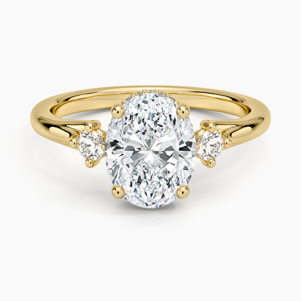 18K Gold, 2 CT Oval Cut Floating Three Stone Diamond Ring
