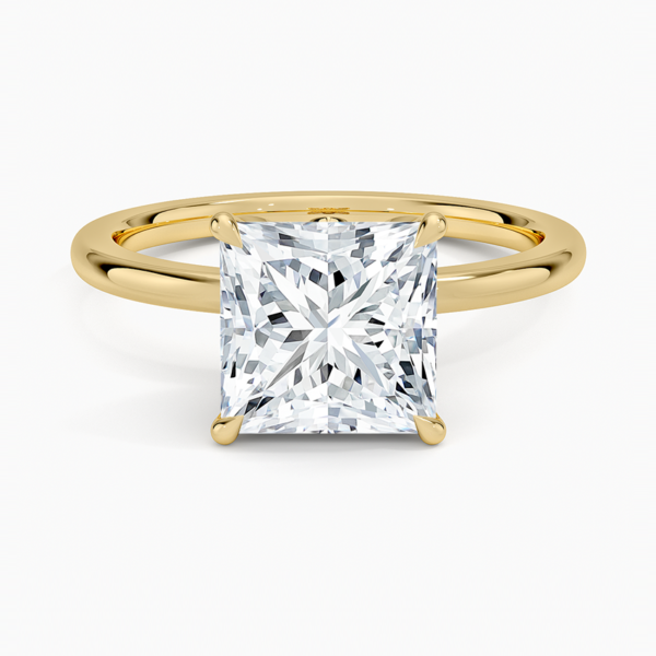 18K Gold, 2 CT Princess Cut Pavé Diamond Ring