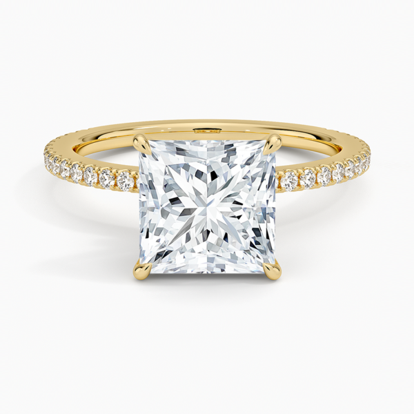 18K Gold, 2 CT Princess Cut Pavé Diamond Ring