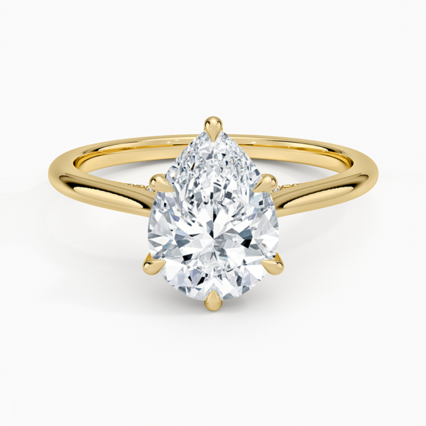 18K Gold, 2 CT Pear Cut Pavé Diamond Ring