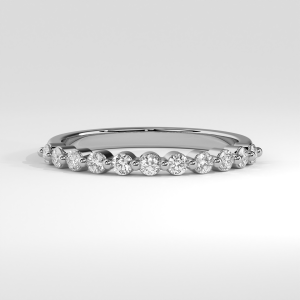 Shared prong band set with 11 round diamonds in a straight row