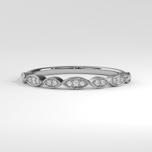 Marquise motif diamond eternity band with pavé-set round stones and slim geometric design