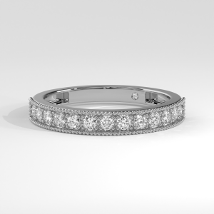 Milgrain pavé round diamond eternity band with continuous row of diamonds