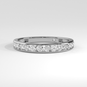 Channel-set round diamond eternity band with slim uniform profile