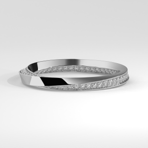 Modern pavé full eternity band with round stones and twisted profile