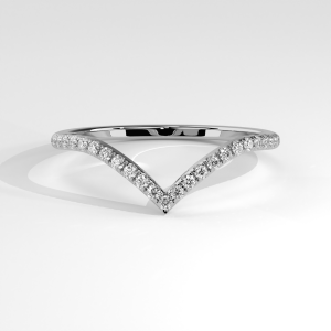 V-shaped pavé diamond band with small round stones set along the angled top half