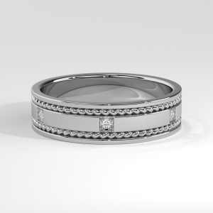 Round solitaire engagement ring with four-prong setting and polished band
