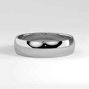 Classic domed polished wedding band with comfort fit and smooth finish