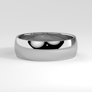 Classic domed comfort fit wedding band with high polish finish