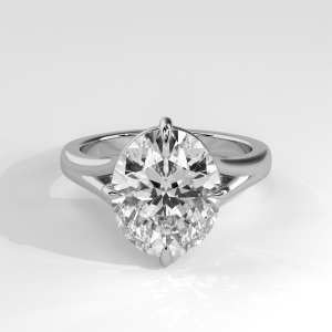 Oval solitaire engagement ring with cathedral setting and open gallery