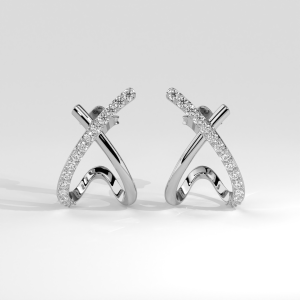 Crossover pavé diamond stud earrings with sculptural X motif