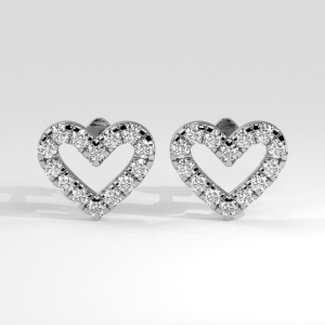 Elegant heart-shaped openwork pavé diamond stud earrings with post backs