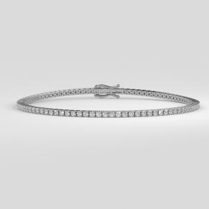 Classic round diamond tennis bracelet in four-prong setting with secure box clasp