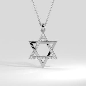Pavé diamond Star of David pendant with open geometric design on chain
